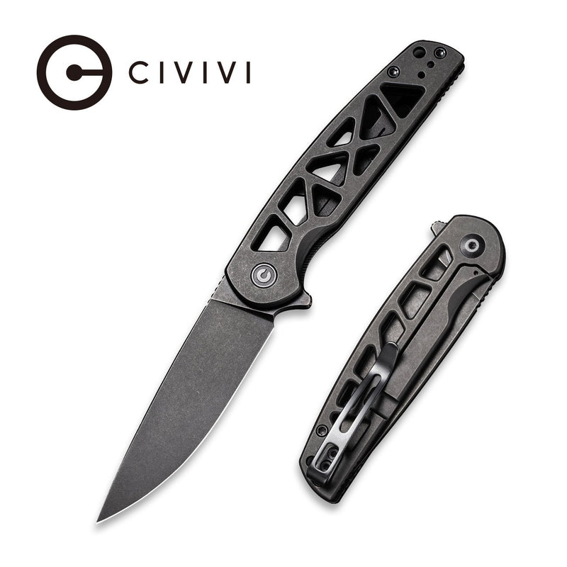CIVIVI Perf Flipper Knife Stainless Steel Handle (3.12" Nitro-V Blade) C20006-B