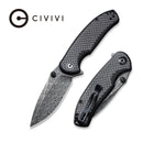 CIVIVI Pintail Flipper And Thumb Stud Knife Carbon Fiber Overlay On G10 Handle (2.98" Damascus Blade) C2020DS-1