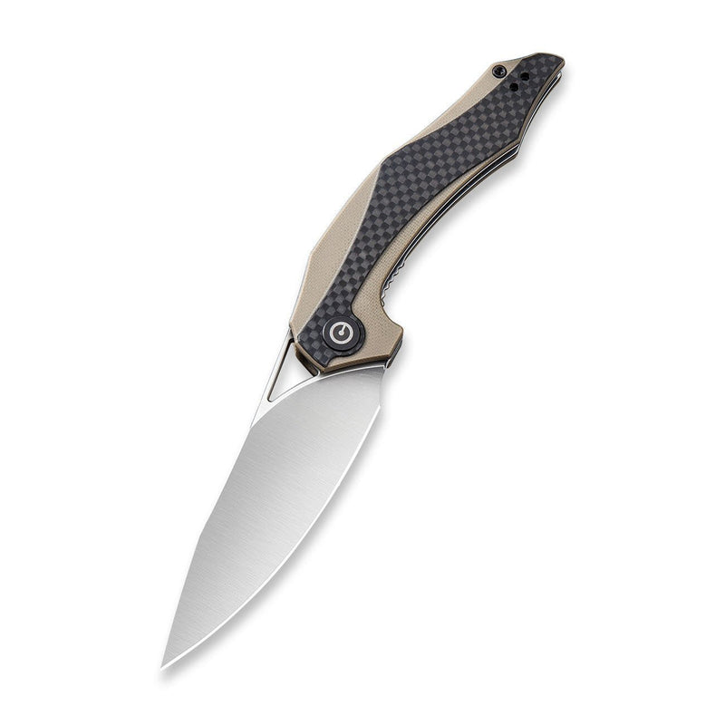 CIVIVI Plethiros Flipper Knife G10 Handle With Carbon Fiber Overlay (3.45" D2 Blade) C904A