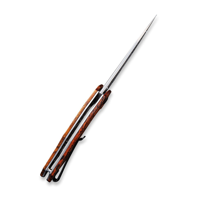 CIVIVI Plethiros Flipper Knife Wood Handle (3.45" Damascus Blade) C904DS-2