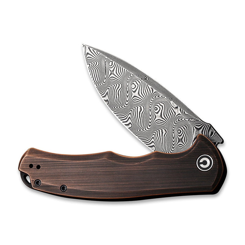 CIVIVI Praxis Flipper Knife Copper Handle (3.74" Damascus Blade) C803DS-3
