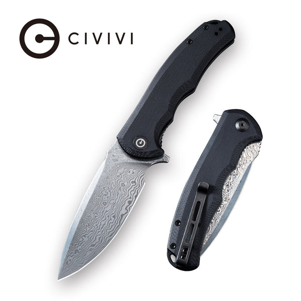 CIVIVI Praxis Flipper Knife G10 Handle Damascus Blade