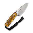 CIVIVI Propugnator Fixed Blade Knife Polished Yellow Ultem Handle (4.15" Stonewashed D2 Blade) C23002-3, With 1PC Black Lanyard, Black Kydex Sheath and T-Clip