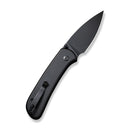 CIVIVI Qubit Button Lock Knife Black Aluminum Handle (2.98" Black Stonewashed 14C28N Blade) C22030E-1
