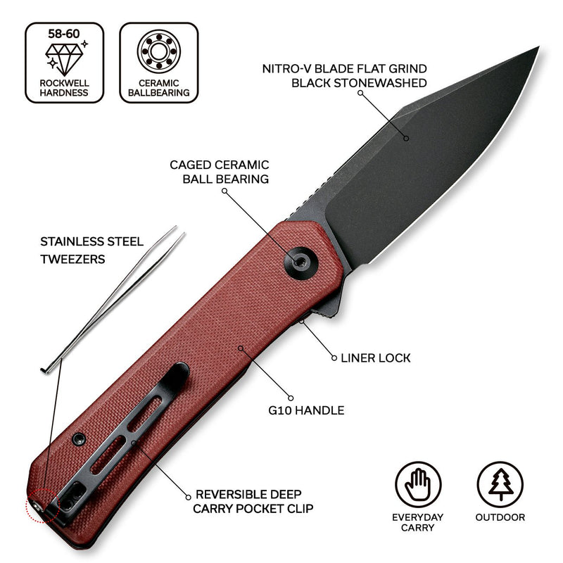 CIVIVI Relic Flipper Knife G10 Handle (3.48" Nitro-V Blade) C20077B-2