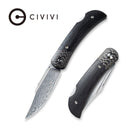 CIVIVI Rustic Gent Lock Back Knife G10 Handle With Carbon Fiber Bolster (2.97" Damascus Blade) C914DS-1