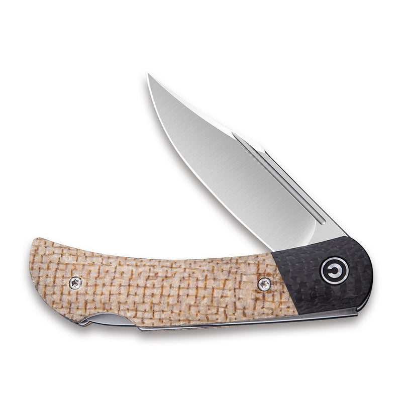 CIVIVI Rustic Gent Lock Back Knife Micarta Handle With Carbon Fiber Bolster (2.97" D2 Blade) C914C