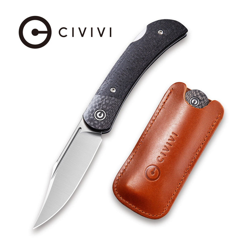 CIVIVI Rustic Gent Lock Back Knife Micarta Handle With Carbon Fiber Bolster (2.97" D2 Blade) C914D