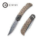 CIVIVI Rustic Gent Lock Back Knife Micarta Handle With Carbon Fiber Bolster (2.97" Damascus Blade) C914DS-2