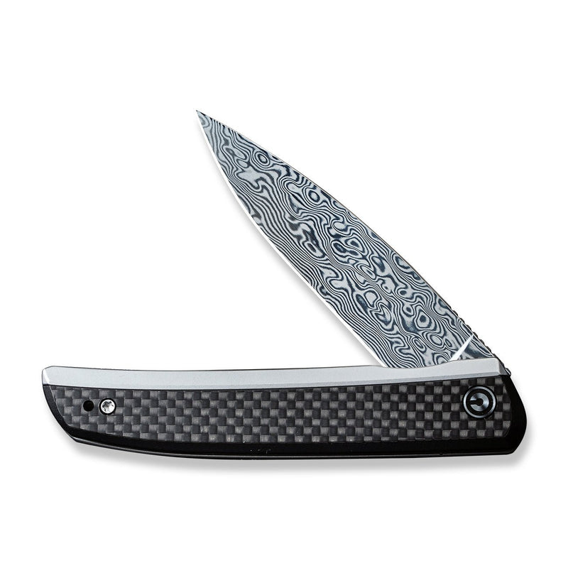 CIVIVI Savant Flipper Knife Stainless Steel Handle With G10 And Carbon Fiber Inlay (3.47" Damascus Blade) C20063B-DS1