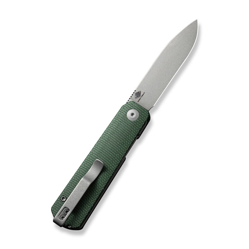 CIVIVI Sendy Flipper Knife Green Canvas Micarta Handle (2.83" Gray Stonewashed Nitro-V Blade) C21004A-1, Includes 1PC Steel Tweezers & Toothpick In The Handle