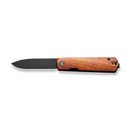 CIVIVI Sendy Flipper Knife Guibourtia Wood Handle (2.83" Black Stonewashed Nitro-V Blade) C21004A-2, Includes 1PC Steel Tweezers & Toothpick In The Handle