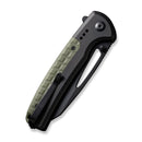 CIVIVI Sentinel Strike Flipper & Button Lock Knife Black Aluminum Handle With OD Green FRN Integral Spacer (3.7" Black K110 Blade) C22025B-3