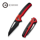 CIVIVI Sentinel Strike Flipper & Button Lock Knife Red Aluminum Handle With Black FRN Integral Spacer (3.7" Black K110 Blade) C22025B-1