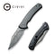 CIVIVI Sinisys Flipper Knife Carbon Fiber Overlay On G10 With Stainless Steel Lock Side Handle (3.7" Damascus Blade) C20039-DS1
