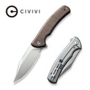 CIVIVI Sinisys Flipper Knife Micarta With Steel Lock Side Handle (3.7" 14C28N Blade) C20039-2