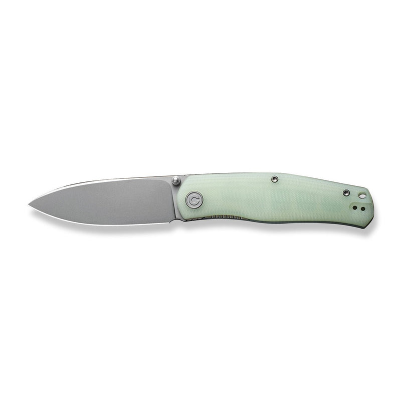 CIVIVI Sokoke Front Flipper & Thumb Stud Knife Natural G10 Handle (3.35" Silver Bead Blasted 14C28N Blade) C22007-5