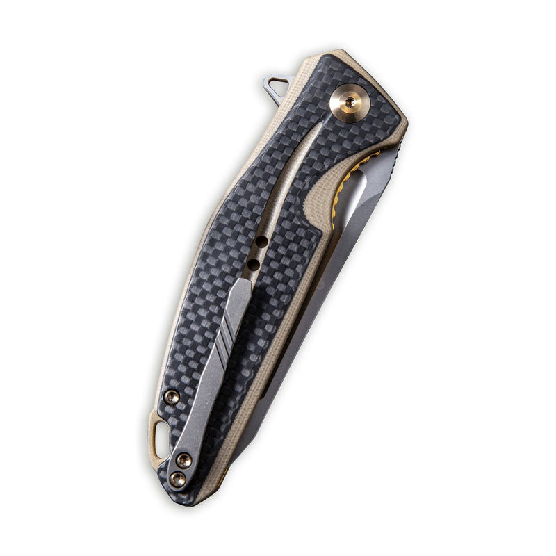 CIVIVI Statera Flipper Knife G10 With Carbon Fiber Overlay Handle (3.45" D2 Blade) C901A