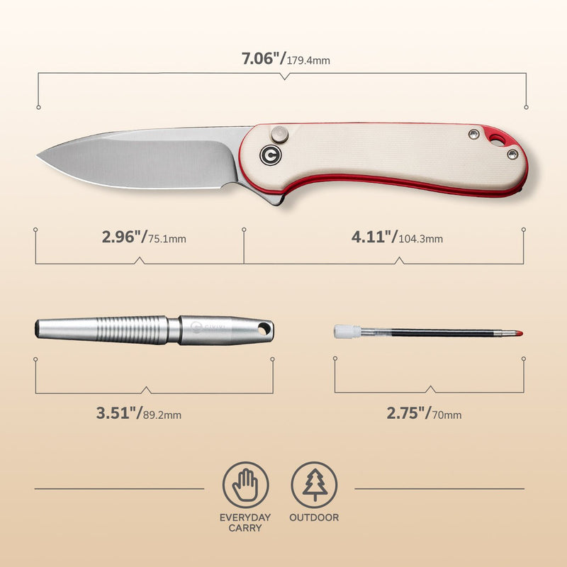CIVIVI StellarQuill Pen & Button Lock Elementum II Knife Combo Pack C23049