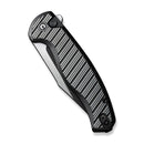 CIVIVI Stormhowl Flipper & Button Lock Knife Milled Black Aluminum Handle, Satin Flat (3.3" Black Stonewashed Nitro-V Blade, Satin Flat) C23040B-1