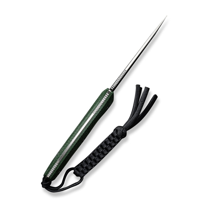 CIVIVI Stormridge Fixed Blade Knife Green Canvas Micarta Handle (3.92" Satin Finished Nitro-V Blade) C23041-3, With 1PC Black Lanyard, Black Kydex Sheath and T-Clip