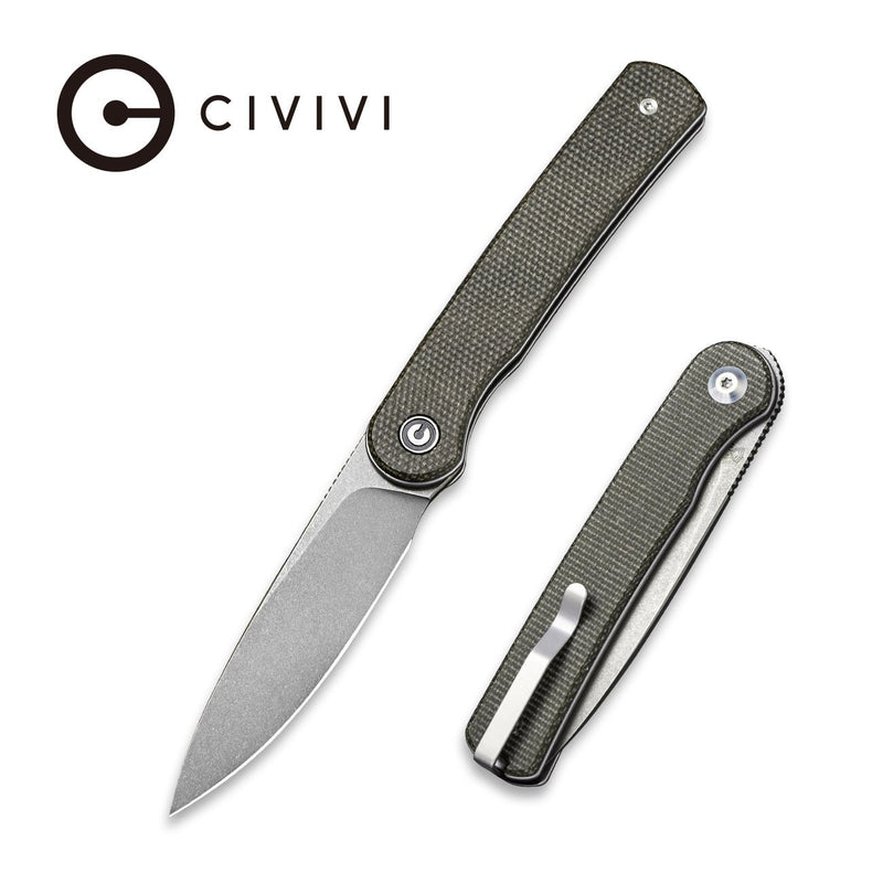 CIVIVI Stylum Front Flipper And Slip Joint Knife Micarta Handle (2.96" 10Cr15CoMoV Blade) C20010B-C