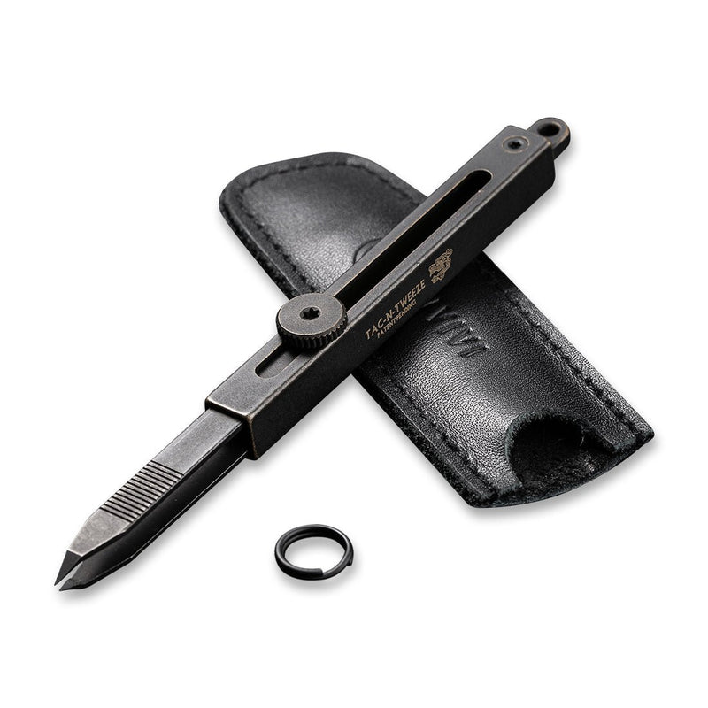 CIVIVI Tac-N-Tweeze Brass Handle (1.77" Stainless Steel Tweezers) With Leather Sheath C19062B-A