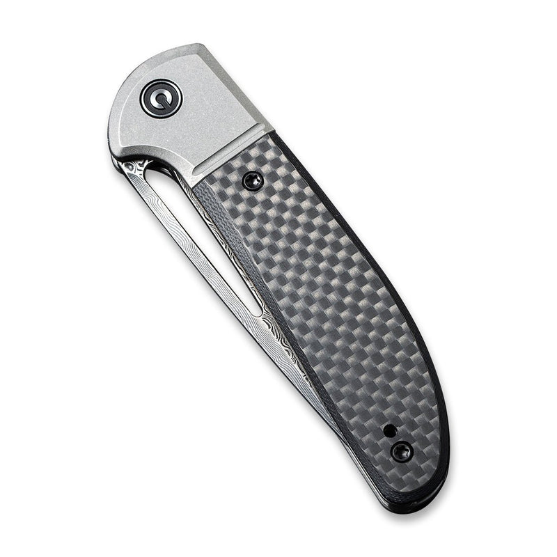 CIVIVI Trailblazer Slip Joint Knife Carbon Fiber Overlay On G10 On Stainless Steel Handle (2.97" Damascus Blade) C2018DS-1