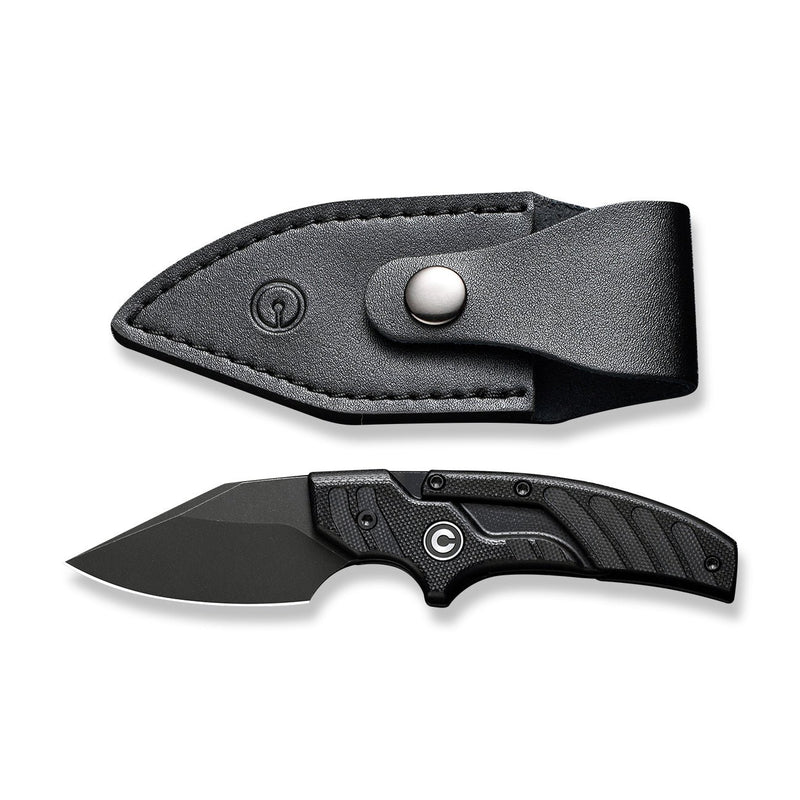 CIVIVI Typhoeus Adjustable Fixed Blade Knife Black G10 Handle (2.27" Black Stonewashed 14C28N Blade) C21036-1