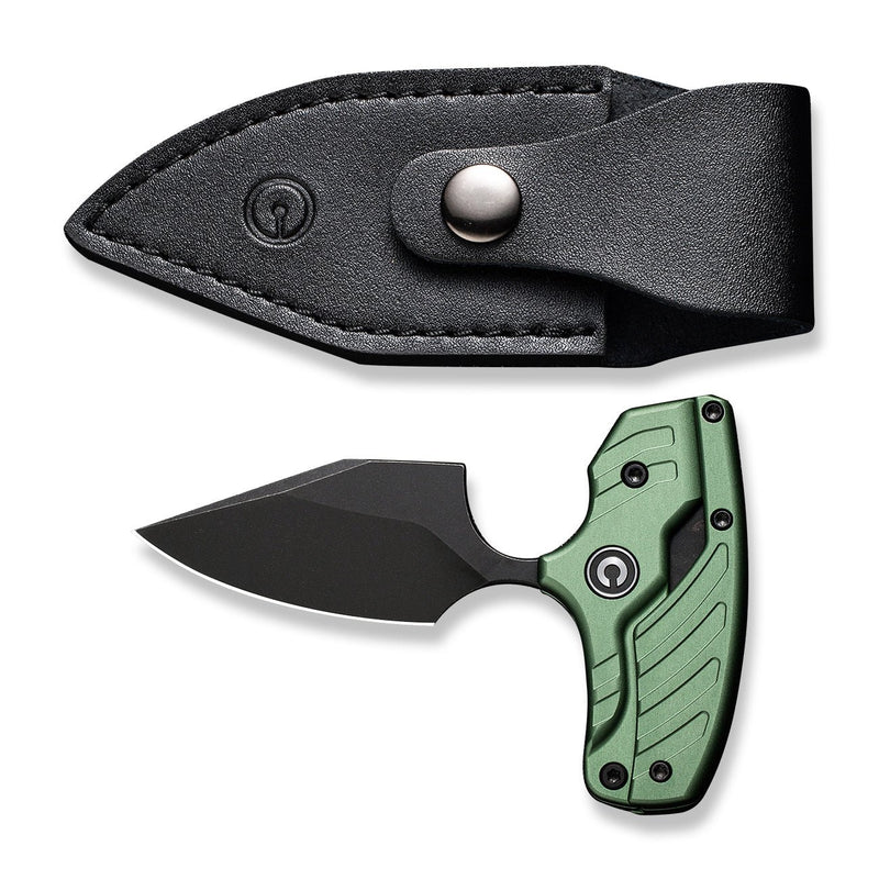 CIVIVI Typhoeus Adjustable Fixed Blade Knife Green Aluminum Handle (2.27" Black Stonewashed 14C28N Blade) C21036-4