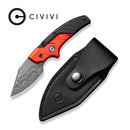 CIVIVI Typhoeus Adjustable Fixed Blade Knife Red And Black Aluminum Handle (2.27" Damascus Blade) C21036-DS1