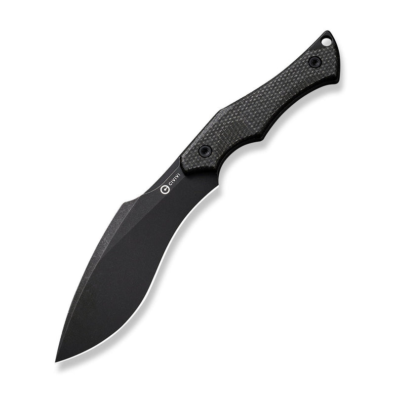CIVIVI Vaquita II Fixed Blade Knife Dark Green Canvas Micarta Handle (3.2" Black Stonewashed Nitro-V Blade) C047C-3