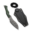 CIVIVI Vaquita II Fixed Blade Knife Green Canvas Micarta Handle (3.2" Damascus Blade) C047C-DS2