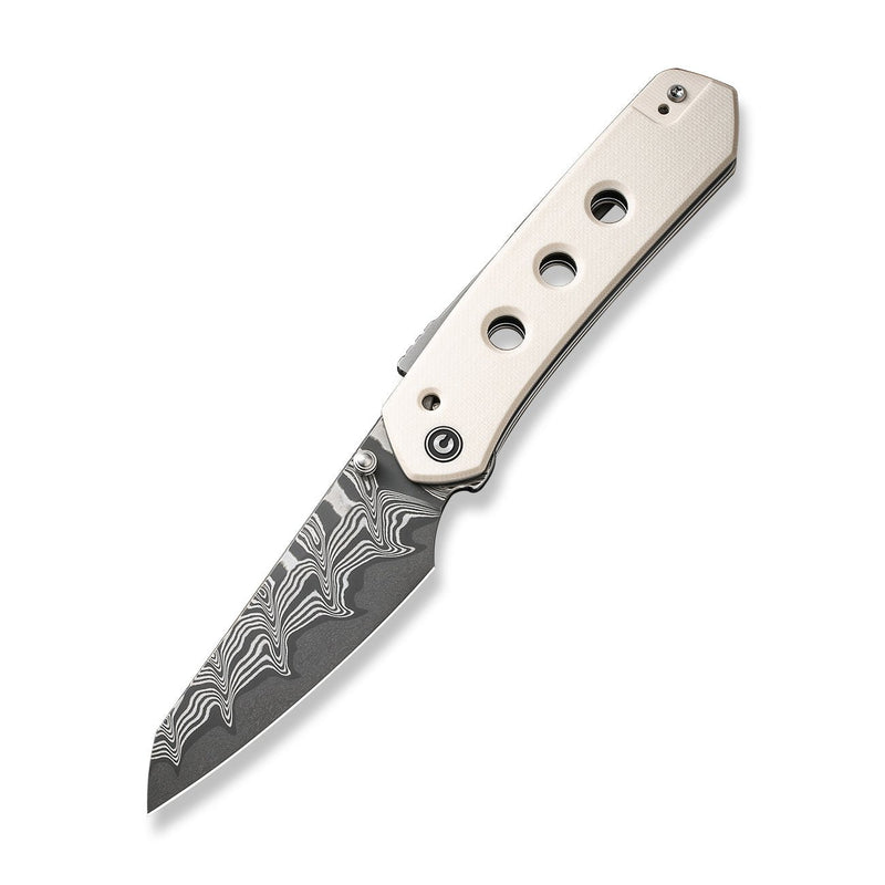 CIVIVI Vision FG Thumb Stud Knife Ivory G10 Handle (3.54" Damascus Blade) C22036-DS1