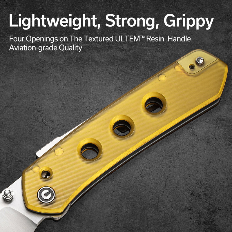 CIVIVI Vision FG Thumb Stud & Superlock Knife Polished Ultem Handle (3.54" Satin Finished Nitro-V Blade) C22036-5