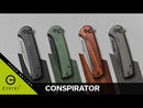 CIVIVI Conspirator Flipper & Button Lock Knife Wood Handle (3.48" Nitro-V Blade) C21006-3